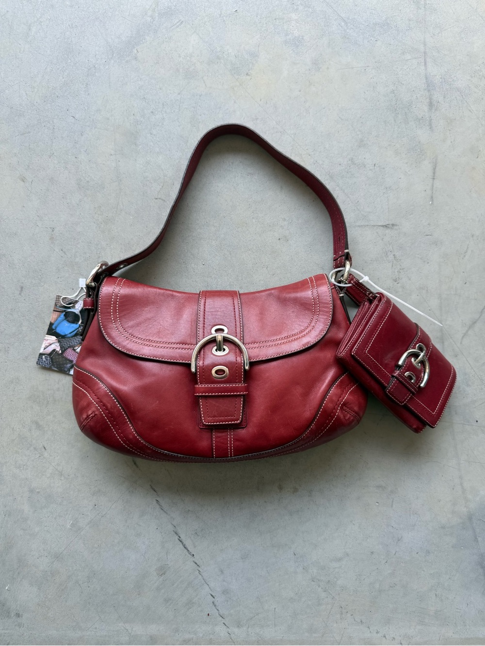 y2k coach red leather soho bag set